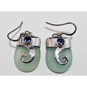 x Teardrop Dangle Earrings Costume Jewelry Vintage Jade Green Costume Jewelry